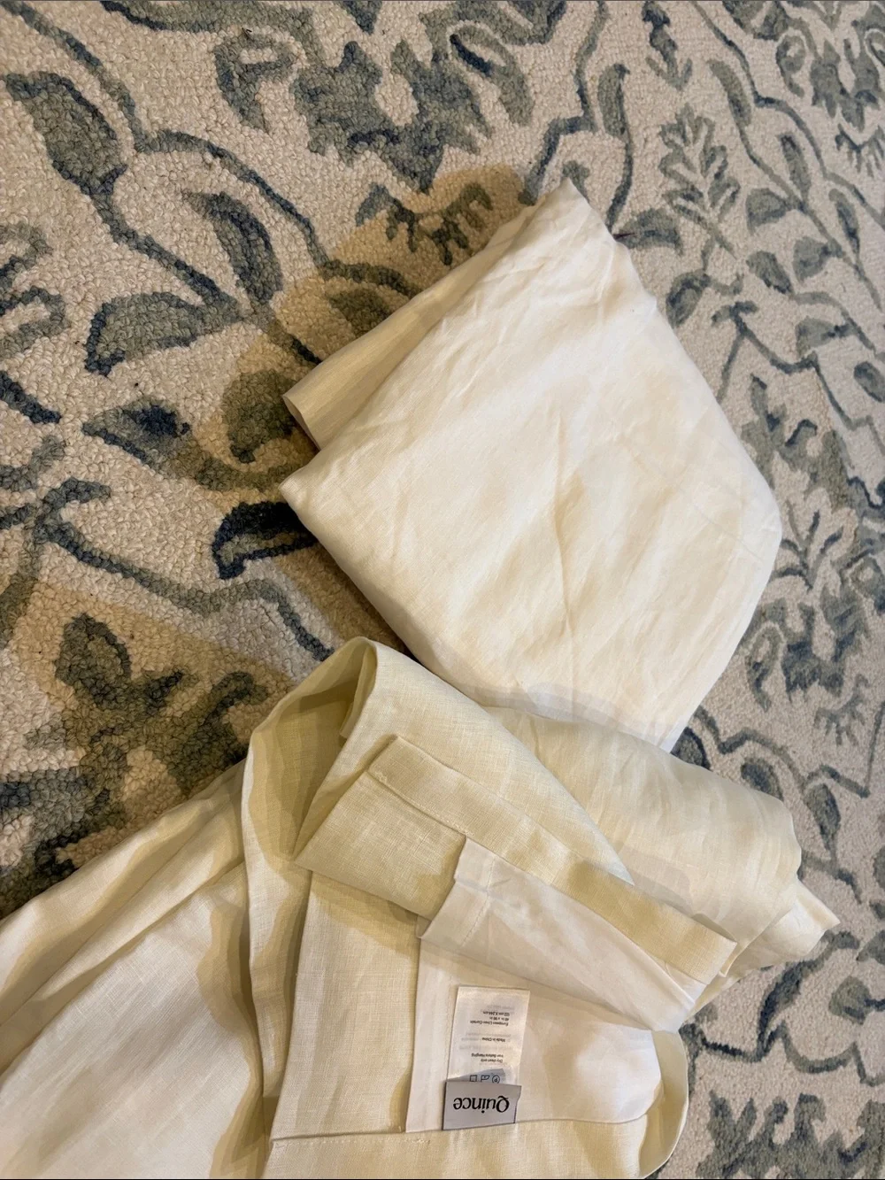 Quince European Luxe Linen White curtain panel 48x84 (one panel)